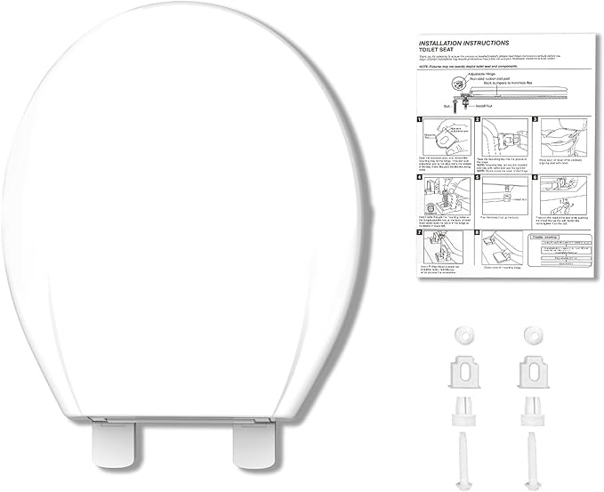 17â Round White Commercial Toilet Seat â Heavy Duty Plastic, Slow Close Lid, Quick-Release Hinges, Easy Clean & Install, Global Fit, 2 Pack â Color: F2040 Imitation American Standard Toilet