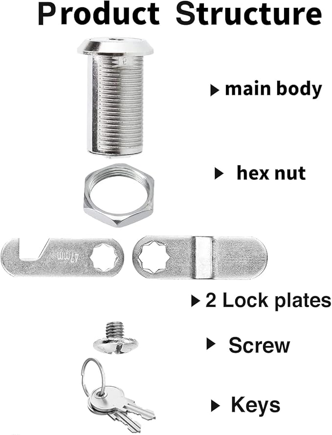 Sartatue Cabinet Cam Locks Keyed Alike, 1-1/8'' Fits on 7/8'' Max Door Thickness, Secure File Drawer Mailbox RV Storage Replacement Set, Zinc Alloy (1-1/8 Inch 10Pcs)
