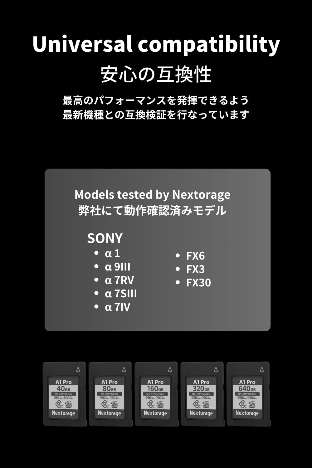 Nextorage Japan CFexpress Type A Card NX-A1PRO 80GB VPG 400 Ultra Fast Read 950MB/s Write 950MB/s