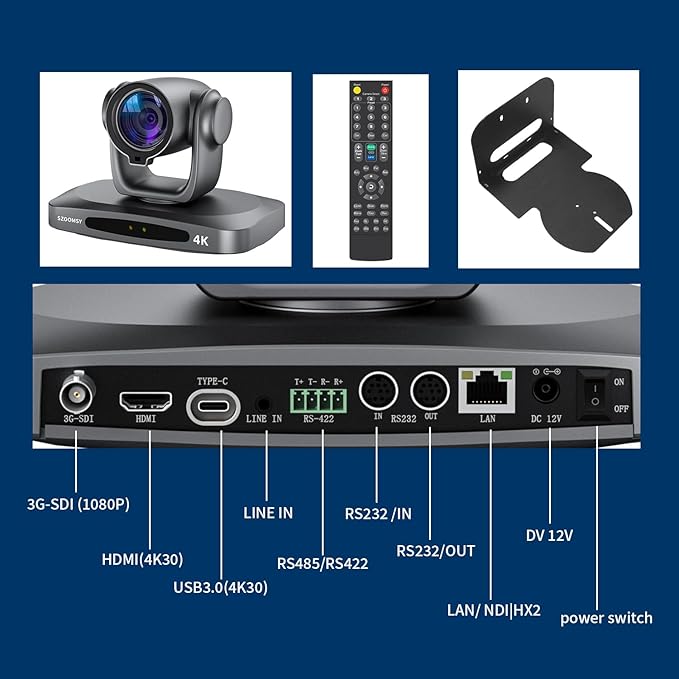 SZOOMSY 4K NDI Camera with AI Auto Tracking 21X Optical Zoom HDMI/SDI/USB 3.0/PoE/IP PTZ Camera 4K for Church Worship, Live Events, Video Conferencing (OBS, vMix, Zoom, Teams)