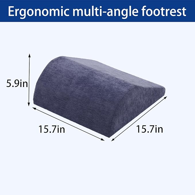 Opuvidity Foot Rest for Under Desk at Work, Ergonomic Under Desk Footrest with Washable Cover for Office, Home & Gaming Leg Elevation Pillow Blue