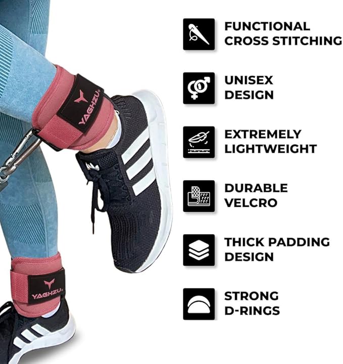 YAGHZU Ankle Straps for Cable Machines Women, Glute Kickback Cable Machine Attachments, Gym Ankle Cuffs, Wrist Cuffs for Workout, Leg Training Accessory, Fitness Gear for Home or Gym