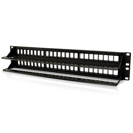 NewYork Cables 48 Port Blank Keystone Patch Panel 2U 19 Inch Rack Mount, Snap-in Modular Design, Cat6 Network Ethernet Panel, Heavy Duty Steel, for Server Racks, Supports Slim Keystone Jacks Only