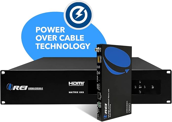 OREI 8x16 HDMI Matrix Switch 4K@60Hz with HDBaseT – 8 Input 16 Output HDMI Matrix Extender up to 300ft, HDR, Dolby Vision, 4K to 1080p Downscaling, IR, RS-232, LAN