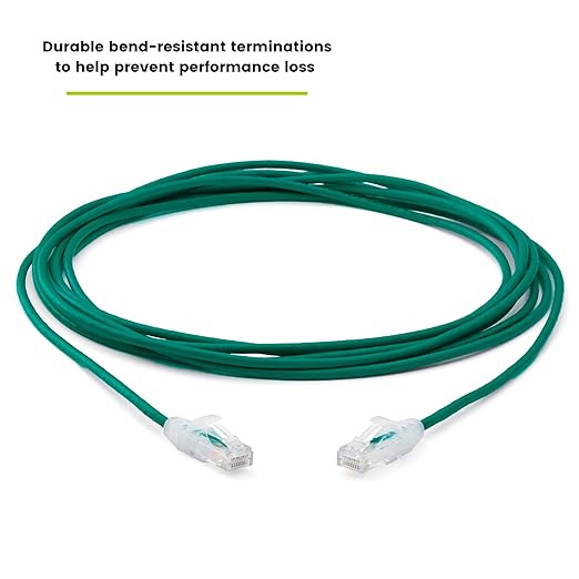 TRUECABLE Cat6 Component Rated Patch Cable, Unshielded (U/UTP), 14ft, Green, 28AWG Stranded Pure Copper, Snagless 10G High-Speed Ethernet Cable, PoE++ 4PPoE 100W, UL Listed, RoHS-3, 1 Pack