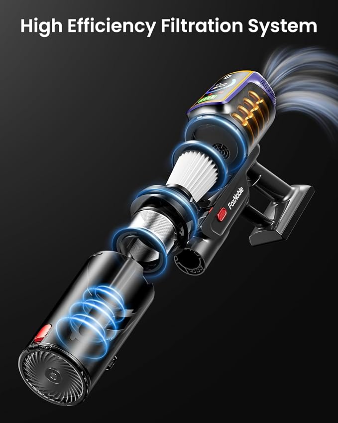 Cordless Vacuum Cleaner,55KPa 650W 65Mins Vacuum Cleaners for Home,Stick Vacuum with LED Display &Anti-tangle Brush and Self-Standing Design,Vacuum Cleaner for Hardwood Floors,Carpet,Pet Hair,Car