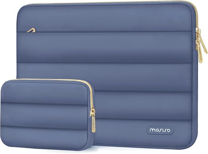 MOSISO Laptop Case 13.3 inch,13-13.3 inch Puffy Laptop Sleeve Compatible with MacBook Neo/Air 13.6 M5 M4 M3 M2 M1/Pro 13/14,HP Dell ASUS Lenovo,Polyester Horizontal Bag with Small Case,Lavender Gray