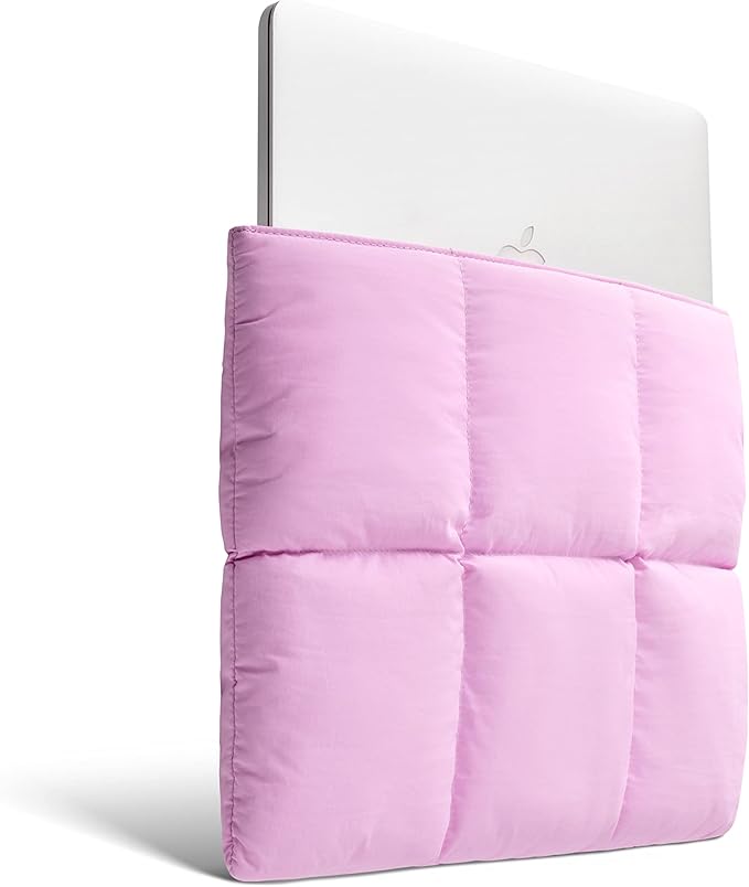 Comfyable Puffy Laptop Sleeve 15 16 Inch, Quilted Puffer Laptop Carrying Case for Women, Pillow Pouch Compatible for MacBook Air M5 & MacBook Pro M5 Pro/Max 2026, Lavender