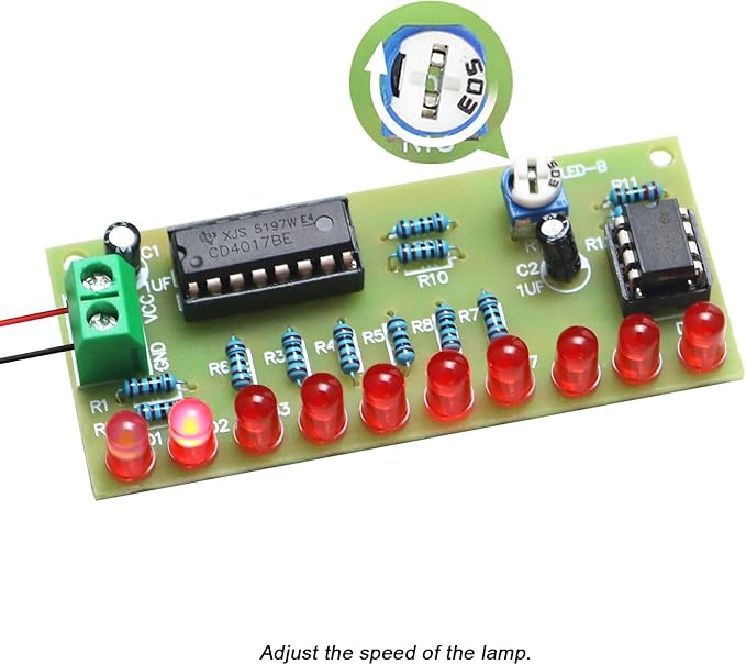 Yidab Soldering Practice Kit DIY Plug - in Flowing Water Light Soldering Kit - with CD4017 and NJ5655 - Ideal for Beginners & STEM Education