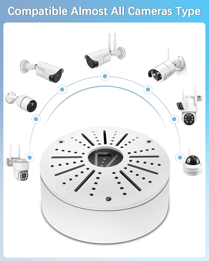 WEILAILIFE 【Compatible Almost All Cameras Type】 Security Camera Junction Box, Universial CCTV Camera Junction Boxes, Outdoor Surveillance Camera Mount Bracket (8 Pack)
