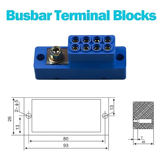 CNSQ Busbar Terminal Block 1-in-4-Out | 12V-690V 60A High Current Power Distribution | Flame Retardant PC | with Thickened Copper Busbars for Industrial/EV Systems one Piece