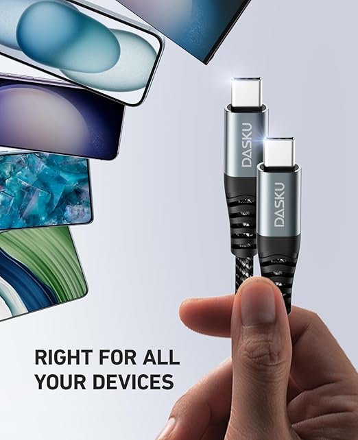 Dasku iPhone 17 USB C to USB C Fast Charging, 60W(3.1A) 2 Pack 3FT Charging Cord Type C Charger Cable for iPhone 17/16/15/15 Plus/15 Pro Max, MacBook Pro, iPad Pro Air, Samsung S24/S24 Ultra/S23