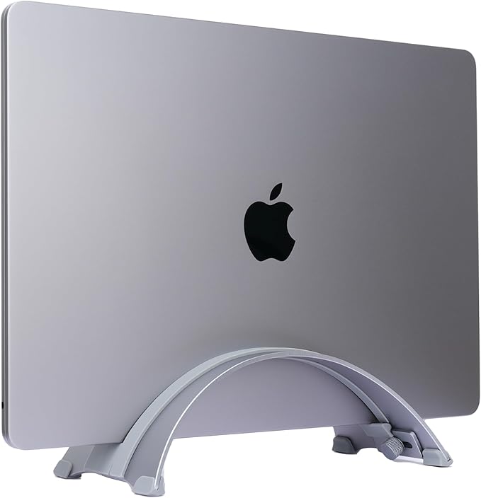 Psitek Adjustable Vertical Laptop Stand - 6061 Aluminum, CNC Precision, Anodized Finish, Fits All Laptops Including 17-inch, Ventilated Design, Anti-Slip Silicone Pads, ARC Shaped Stands