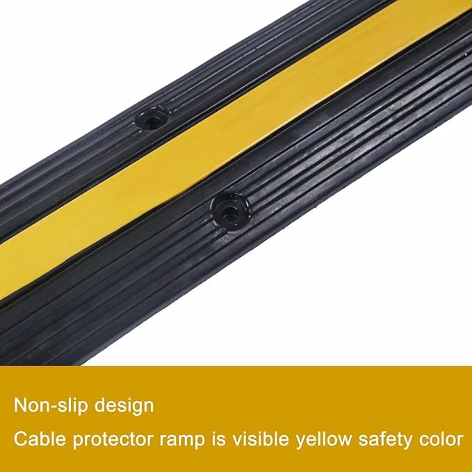 YONSHENG Rubber Cable Ramp Cord Cover Cable Protector Ramps Wire Hose Protective 1 Channel 22000Lbs Load Capacity Traffic Speed Bump for Asphalt Concrete Gravel Driveway Indoor Outdoor, 5 Pack