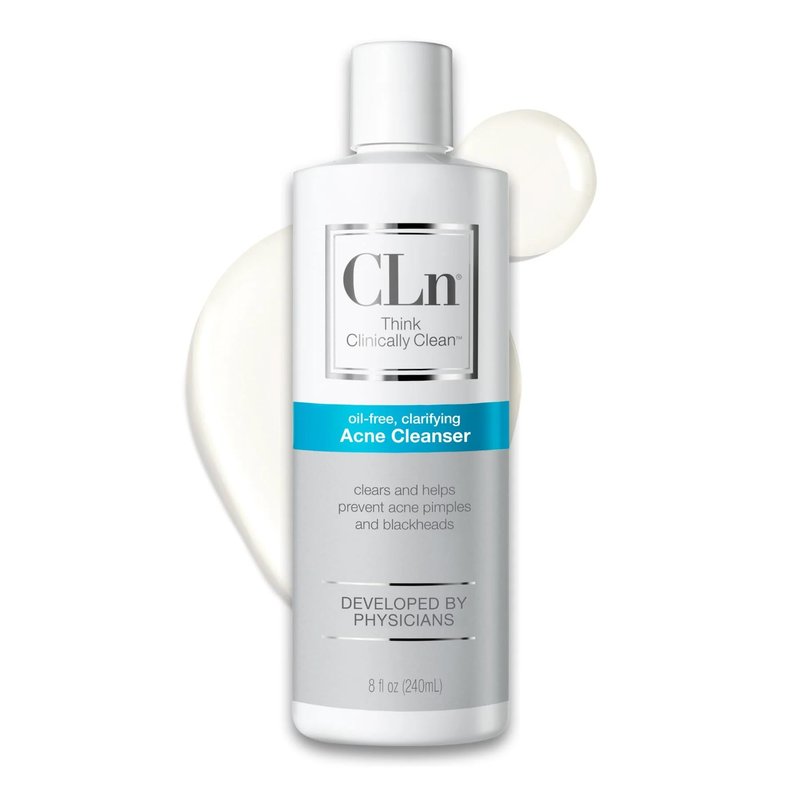 CLn® Acne Cleanser-The Only Cleanser with 0.5% Salicylic Acid Preserved with Sodium Hypochlorite for Clarifying Skin from Blackheads & Breakouts, Oil-Free & Fragrance-Free, 8 fl oz
