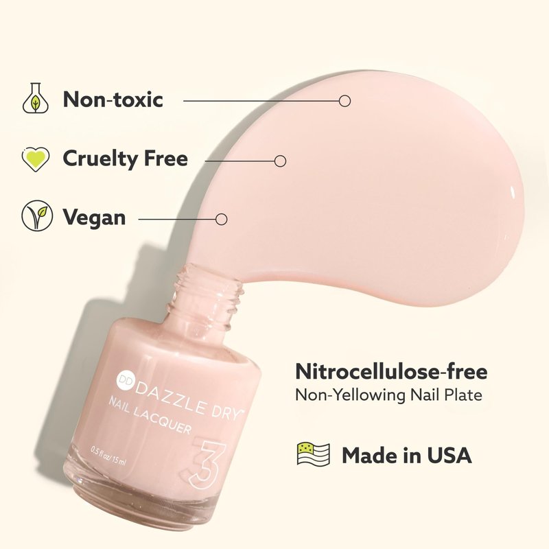 Dazzle Dry Nail Lacquer (Step 3) - Soft Caress - A cool peony pink. Full coverage cream. (0.5 fl oz)