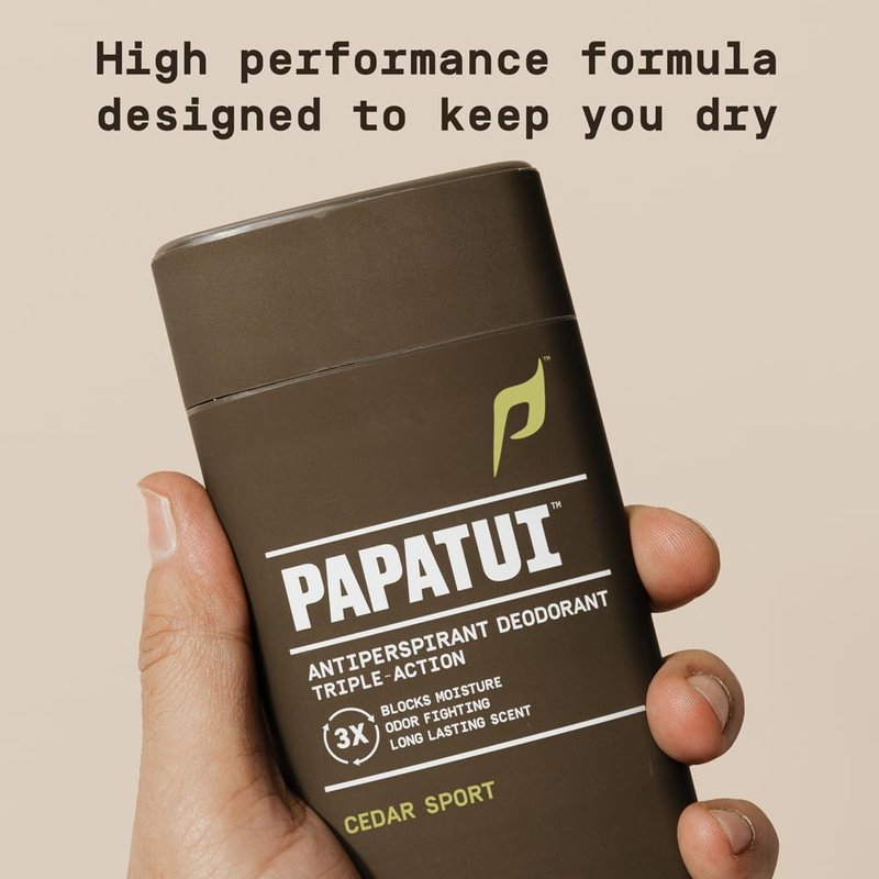 PAPATUI Triple Action Antiperspirant for Men - Sweat Control & Odor Neutralizer | Cedar Sport | 2.6 oz