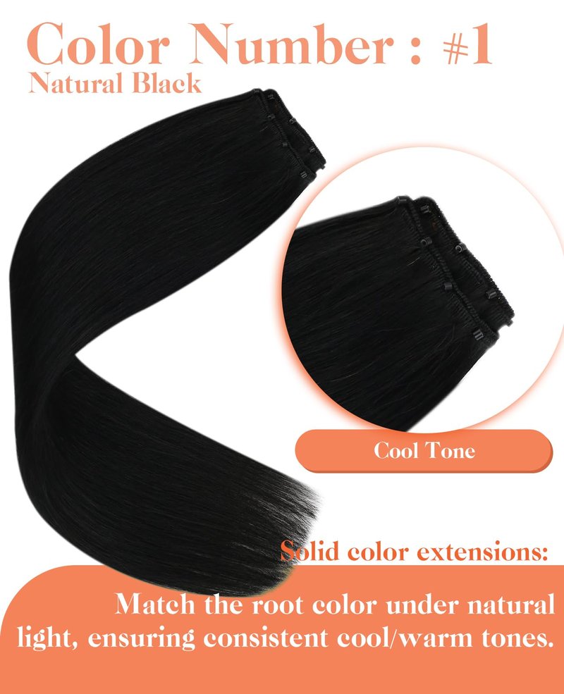 Sunny Hair Beaded Weft Hair Extensions Human Hair Black Micro Weft Sew in Extensions Real Human Hair Straight Hair Extensions Micro Beaded Hair Wefts Natural Black 16 inch 50G