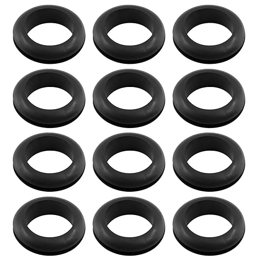 Kyuionty 12 Pcs Rubber Grommets, 0.98" Inside Diameter 1" Drill Hole Rubber Wire Grommets O Ring Grommets for Wire, Firewall, Cables, Plugs, Automotive