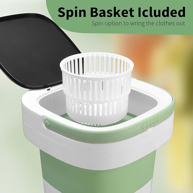 Mini Portable Washing Machine, Upgraded Washer with Spin Basket Laundry Machine, 3 Cleaning Modes Suitable for Small Clothes, Foldable Design Ideal for Hotel,Apartment, Home and Campain