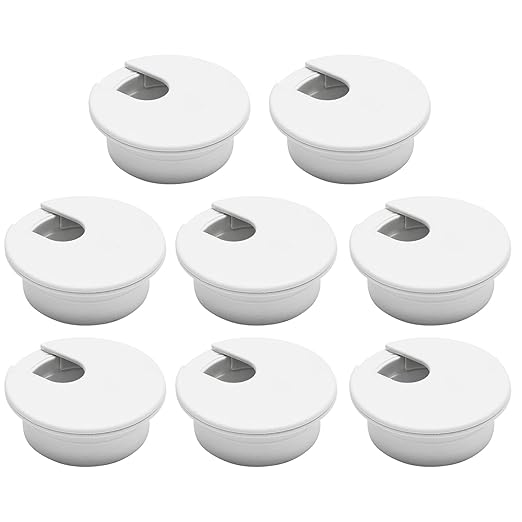 BOPOREAE Desk Grommet 2" (50 mm), Desk Cord Hole Cover, Cable Grommet ABS Plastic, Desk Hole Grommet for Office and Home Table Cable, Detachable Cable Cord Organizer (White 8 Pcs)