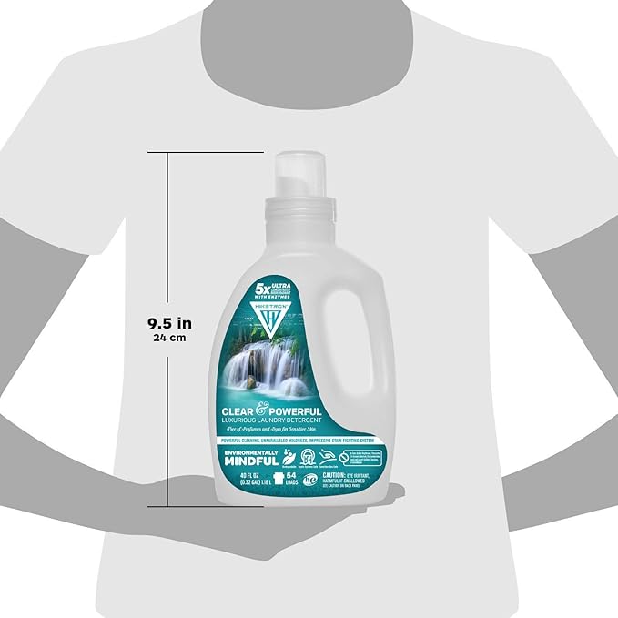 Hiketron Clear & Powerful Unscented Liquid Laundry Detergent, 5x Ultra Concentrated, Tough Stains Remover, (40 Fl Oz, Pack of 1)