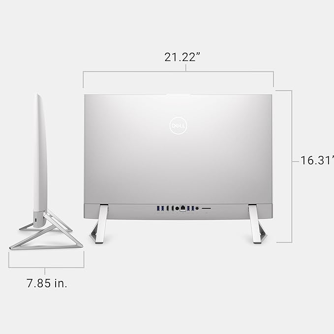 Dell 24 All-in-One Desktop ec24250-23.8-inch FHD Display, Intel Core 3 Processor 100U, Intel Graphics, 8GB DDR5 RAM, 512GB SSD, Windows 11 Home, Onsite Service+6 Months Retail Migrate - White