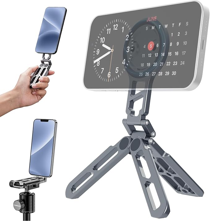 Magnetic Pocket Phone Tripod Foldable Compatible with Magsafe for iPhone 17/16/15/14/13/12 Plus Pro Max Series, Upgrade Mini Cell Phone Tripod Mount Handle Smartphone Desk Stand Travel All in One