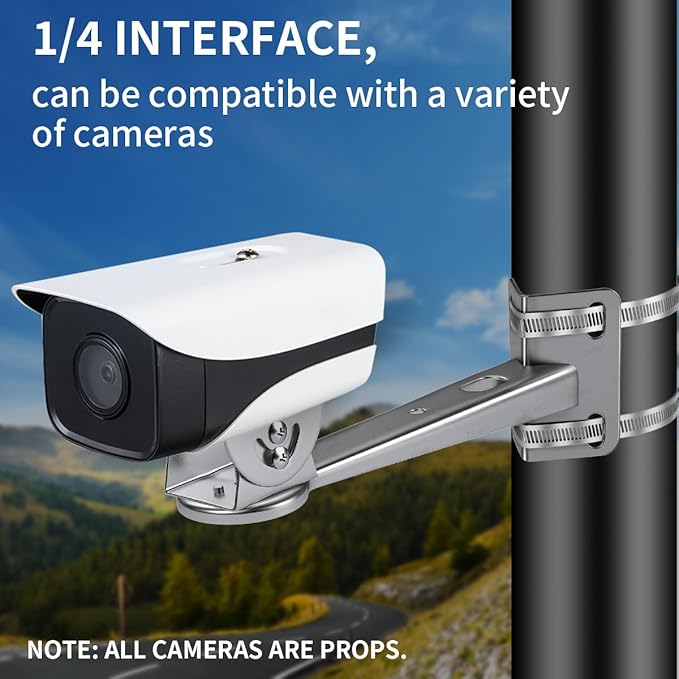 ZT-NET ZT-NET Security Camera Corner Pole Mounting Bracket Stainless Steel Mount with Extension Arm for Surveillance Systems Compatible with CCTV IP Cameras Indoor and Outdoor (Not Included Camera