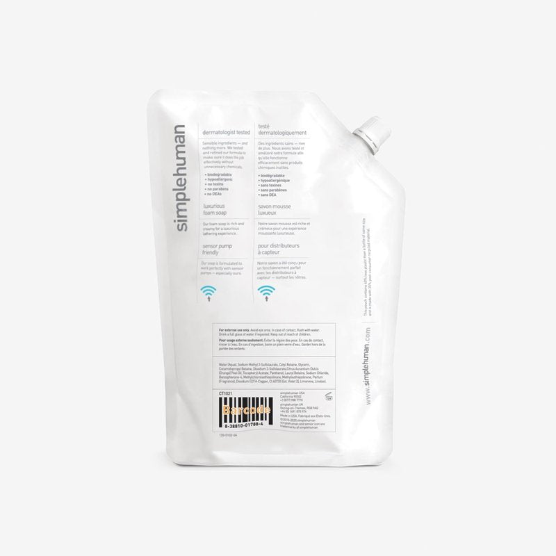 simplehuman Hand Soap Refill Pouch - Moisturizing Liquid Soap, 34 Fl. Oz. | Pack of 3
