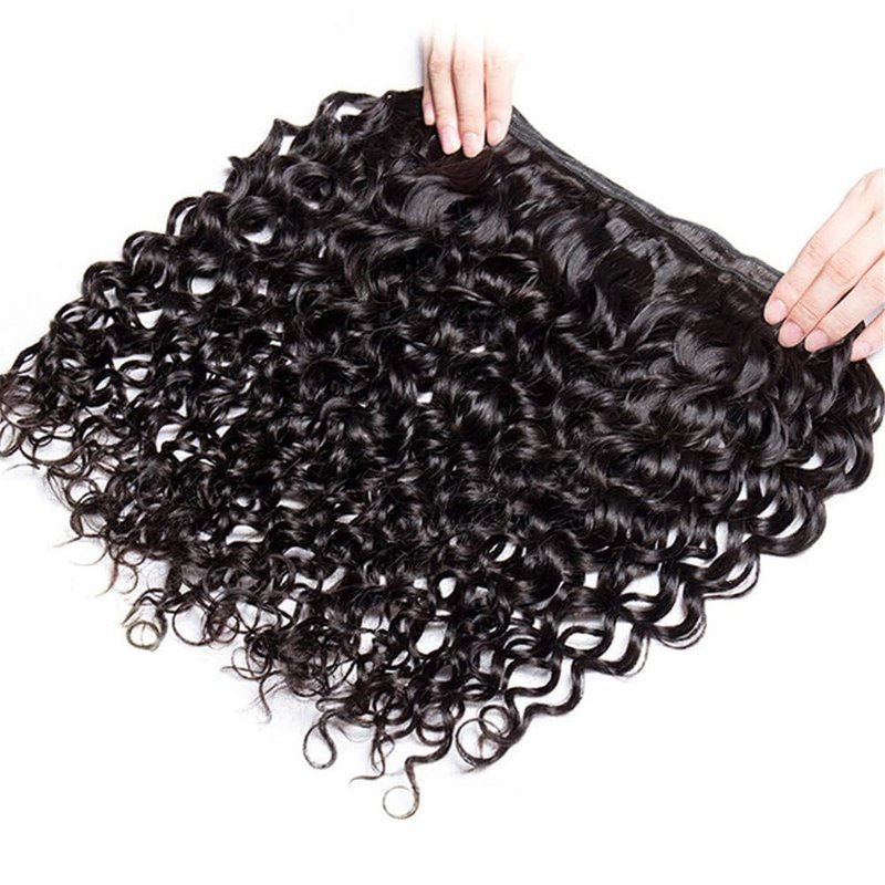 Water Wave Human Hair Bundles 14 16 18 Inch Deep Curly Bundles Human Hair Unprocessed Native Virgin Hair 100/PC 3 Extensions Natural Black Color 1B Wet and Wavy Human Hair Extensions for Women