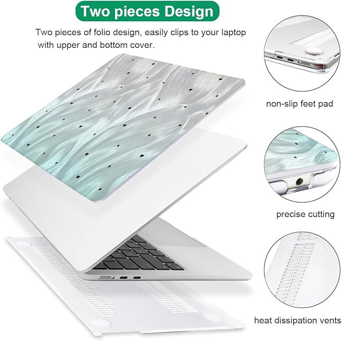 LCMOCICO for MacBook Air 13 Inch Case 2026 2025 2024 2023 2022 Release M5 A3449 M4 A3240 M3 A3113 M2 A2681, Scratch Resistant Plastic Hard Shell Case for MacBook Air 13.6 M5, Silver Green Gradient