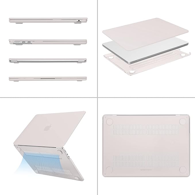 MOSISO Compatible with MacBook Air 13 inch Case M5 2026 M4 2025 M3 M2 2024-2022 A3449 A3240 A3113 A2681, Hard Shell&Keyboard Cover&Screen Film&Type C for MacBook Air 13.6 inch Case, Stone Gray
