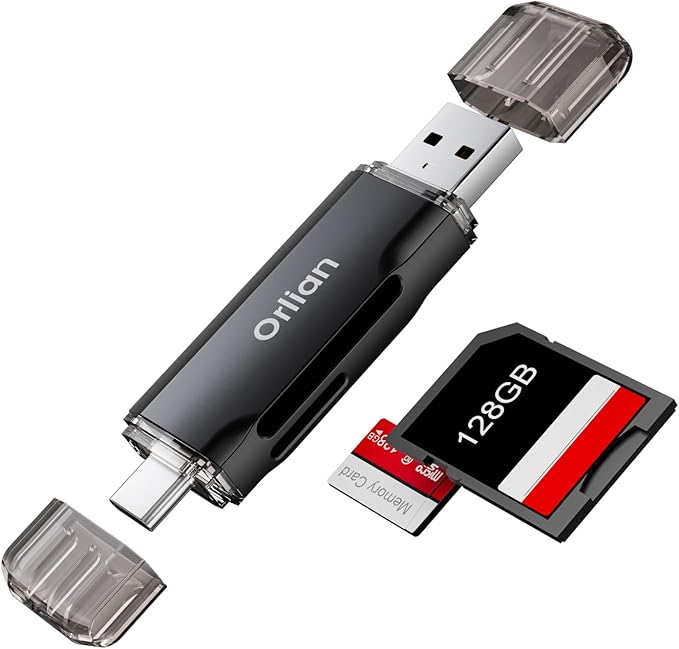 USB 3.0 SD Card Reader,Dual Slots USB 3.0 Type C to Micro SD Card Adapter, Memory Card Reader Adapter for MicroSD, SDHC, SDXC, RS-MMC, MMC, Compatible with Laptop, iphone 16/15,MacBook Android (Black)