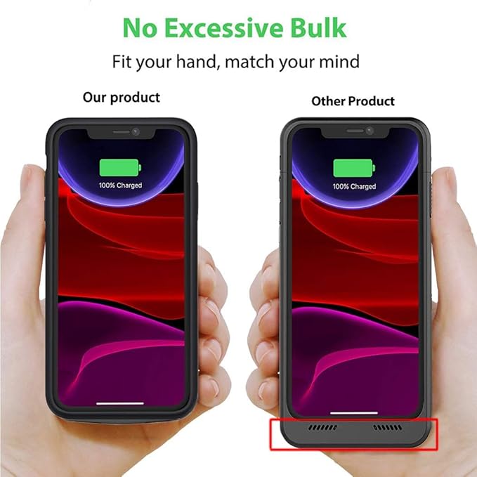 JBUBN Battery Case for iPhone 11, 7000mAh Slim Portable Rechargeable Smart Protective Pack Cover Power Bank Charging Case Compatible with iPhone 11 (6.1 inch) Extended Battery Charger Cover(Black)