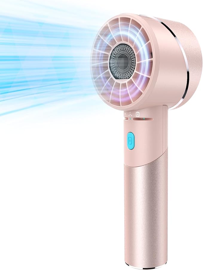 Handheld Fan, Mini Small Portable Turbo Fan, USB Type-C Rechargeable with 4 High Speeds Personal Fans, Max 16 Hours Working Time, Small Hand Fan for Travel, Camping, Office, Home, Outdoor - Pink, G3