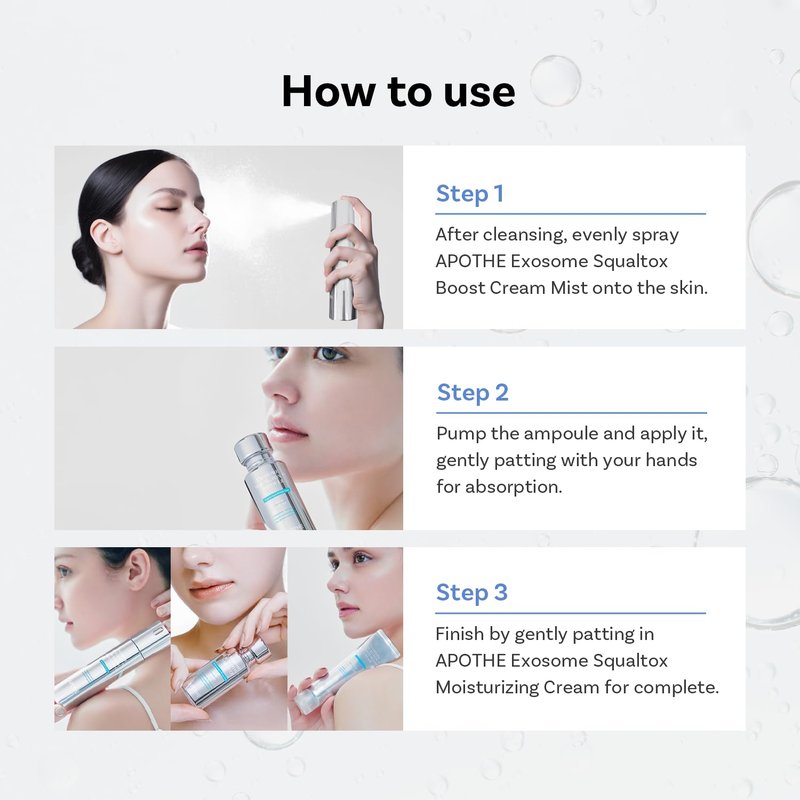 APOTHE Exosome Squal-Tox 3% Ampoule 1.01 fl oz (30ml) – Intense Hydration, Skin Renewal, Brightening & Anti-Wrinkle Care with Exosome Technology and Niacinamide