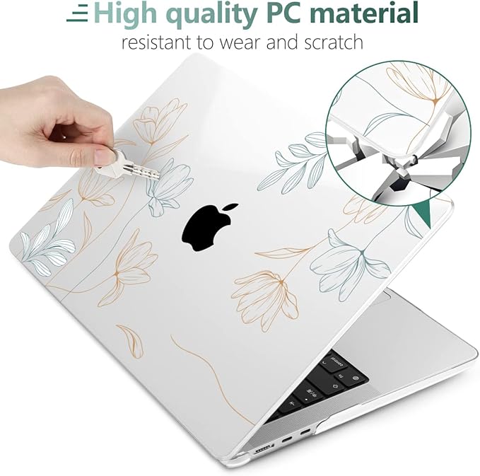 MEEgoodo Case for M5/M4/M3/M2 MacBook Air 13 inch 2026 2025 2024 2022, Fit Model A3449/A3240/A3113/A2681, Case Compatible with MacBook Air 13.6-inch, Engraving Floral