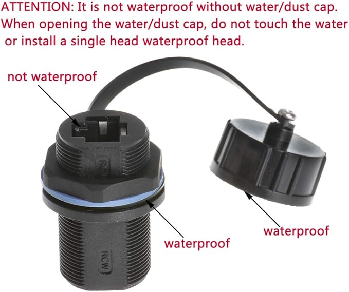 ANMBEST Panel Mounting Shielded RJ45 Waterproof Cat5/5e/6 8P8C Connector Ethernet LAN Cable Connector Double Head Coupler Adapter Female to Female with Waterproof/Dust Cap