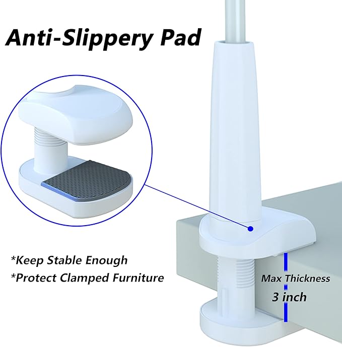 MAGIPEA Gooseneck Phone Holder for Bed, Flexible Overhead Cell Phone Mount for Desk, Hands-Free Viewing Clamp Stand Compatible with iPhone 17 16 15 Pro Max and 3.5-7" Devices, White
