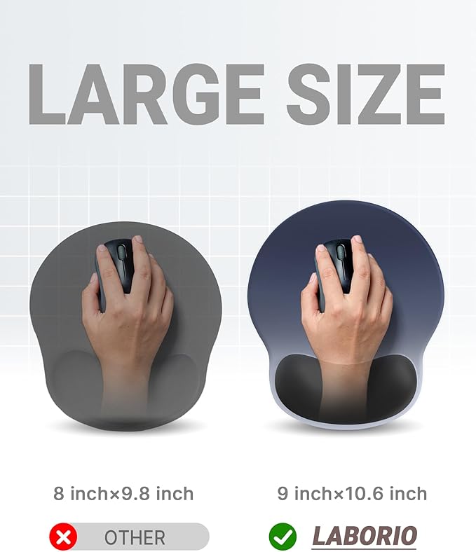 Laborio Ergonomic Mouse Pad with Wrist Rest, Large Mousepad(10.6'' x 9''), Wrist Support Mouse Mat with Non-Slip Base, Pain Relief for Laptop & Computer(Gradient Blue Black)