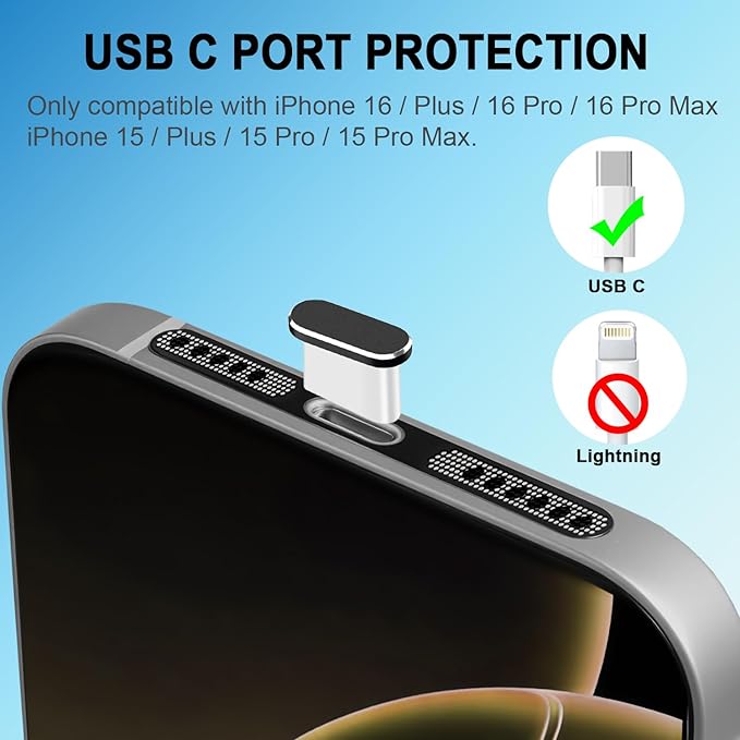GOWEEWON USB C Dust Plug, 10 PACK USB C Port Cover, Phone Speaker Dust Cover and Type C Charging Port Plug Protector Cover for iPhone 15/ iPhone 16/16 Pro/16 Pro Max, iPhone 17