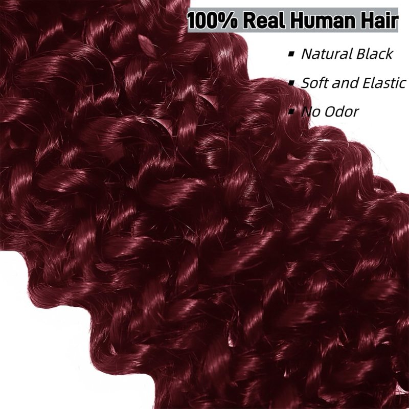 Human Braiding Hair Deep Wave Bulk Human Hair for Braiding Bohemian Knotless 2 Bundles 100g 18Inch No Weft 10A Brazilian Virgin Human Hair Extensions Curly Bulk Human Hair for Boho Braids