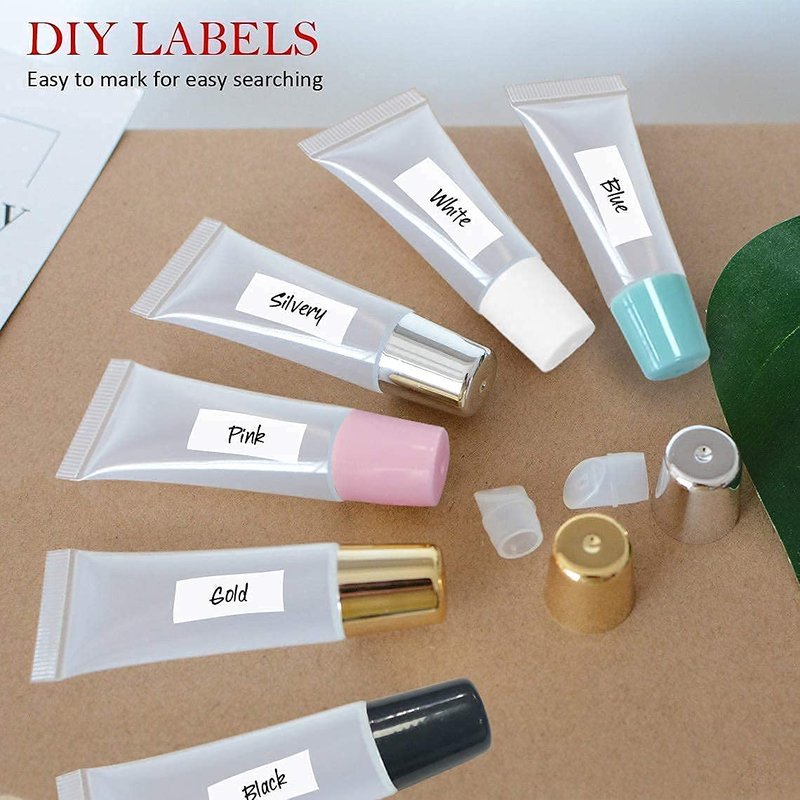 Lip Gloss Tubes - 100 Pack 10ml with Pink & Blue Caps | Perfect for DIY Projects