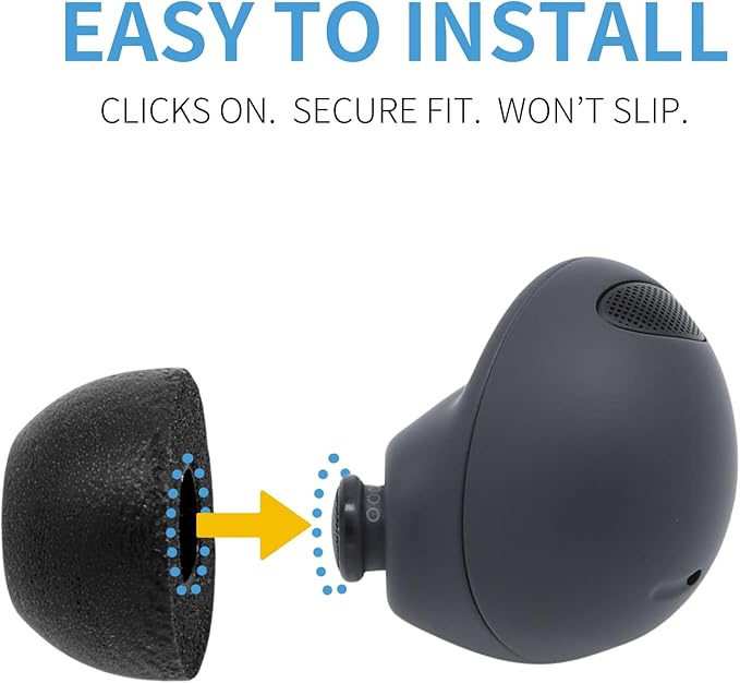 Comply TrueGrip | Premium Memory Foam Replacement Earbud Tips for Samsung Galaxy Buds2 Pro | Enhanced Comfort, Secure Fit, Superior Noise Isolation, Cleaning Tool | Black, Medium (3 Pairs)