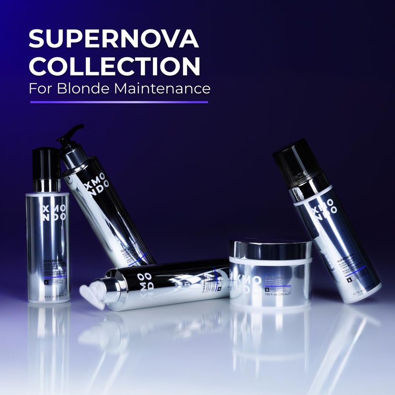 XMONDO Hair Supernova Blonde Toning Leave-In Foam, Vegan Formula Hair Toner Foam for Reducing Brassy and Yellow Tones on Blonde, Highlighted, and Gray Colors, 6.7 Fl. Oz