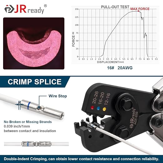 JRready IP68 Environmental Butt Splice Kit 100Sets 20-16AWG AS81824 Aviation Splice Connectors with PVDF and PE Heat Shrink Tubes ACT-232 Butt Splice Crimper G4111 Go No Go Gauge for Automotive Marine