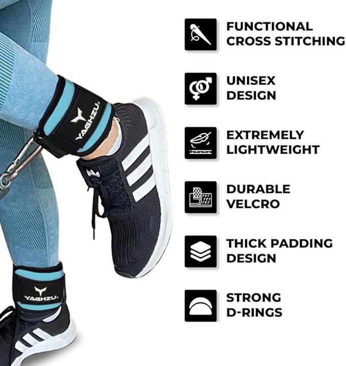 YAGHZU Ankle Straps for Cable Machines Women, Glute Kickback Cable Machine Attachments, Gym Ankle Cuffs, Wrist Cuffs for Workout, Leg Training Accessory, Fitness Gear for Home or Gym