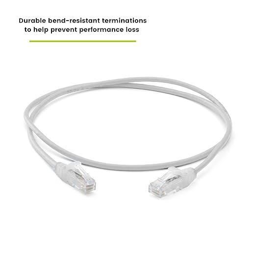 TRUECABLE Cat6 Component Rated Patch Cable, Unshielded (U/UTP), 3ft, White, 28AWG Stranded Pure Copper, Snagless 10G High-Speed Ethernet Cable, PoE++ 4PPoE 100W, UL Listed, RoHS-3, 1 Pack