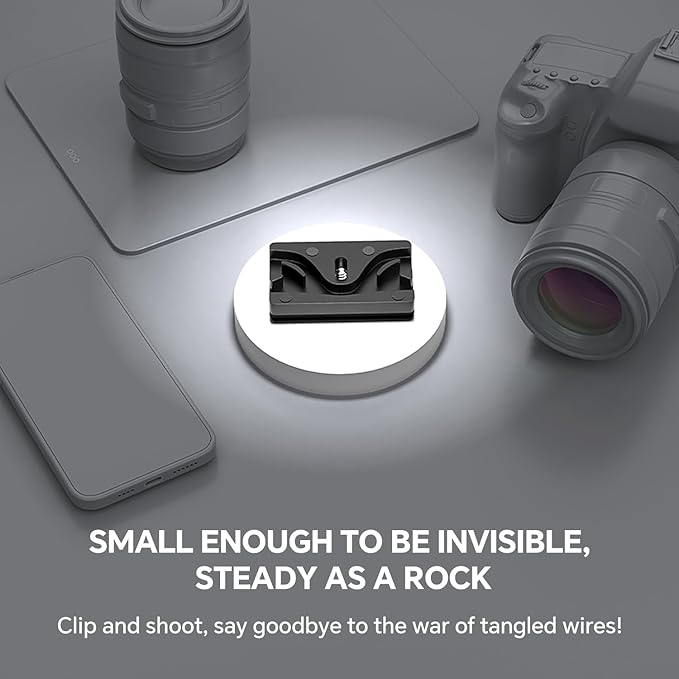 YAMCOWL Aluminum Camera Cable Locking Clip - Adjustable USB/HDMI Protector with 1/4-inch Threads, Secure Cable Clip for DSLR Camera Photographer Students (Black)